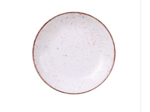 PRATO FUNDO RÚSTICO MARROM EM PORCELANA DECORADA 22 CM