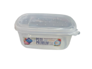 POTE PLASTICO  880ML CLEAN BRANCO RETANGULAR