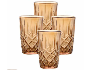 JOGO 4 COPO VIDRO 350ML LOUVRE AMBAR