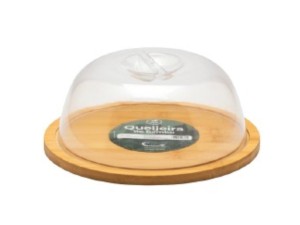 QUEIJEIRA DE BAMBU COM TAMPA ACRILICA 19CM