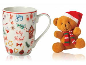 CANECAS CERAMICA 300ML NATAL +  PELUCIA