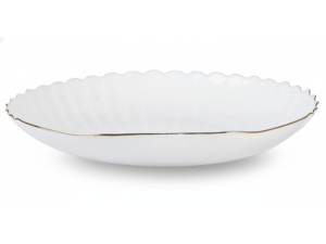 PRATO DE VIDRO 23CM FUNDO FOLHA GOLD