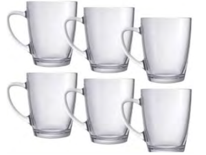 JOGO 6 XICARA VIDRO 86ML ALTA S/PIRES