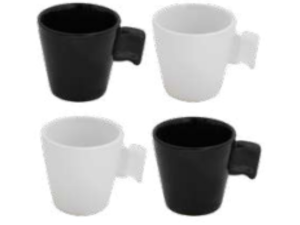 JOGO 6 XICARA CERAMICA 90ML PRETA/BRANCA