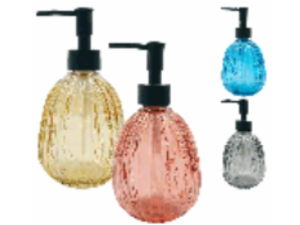 PORTA SABONETE LIQUIDO VIDRO 400ML OVAL COLOR