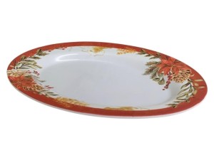 TRAVESSA MELAMINA NATAL 16X22CM OVAL