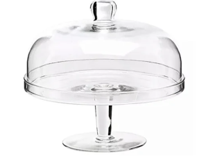 BOLEIRA VIDRO 30CM C/CUPULA VIDRO