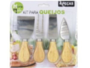 JOGO 04 FACA P/QUEIJO CB-MADEIRA