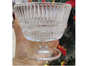 JOGO 6 TACA VIDRO 340ML SOBREMESA C/PÉ