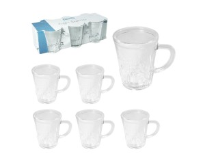 JOGO 6 CANECAS VIDRO 70ML LUVA