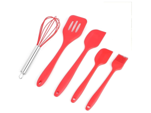 KIT UTENSILIOS SILICONE 5 PEÇAS VERMELHO 