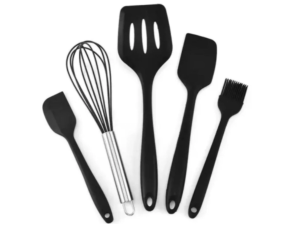 KIT UTENSILIOS SILICONE PRETO 5 PEÇAS