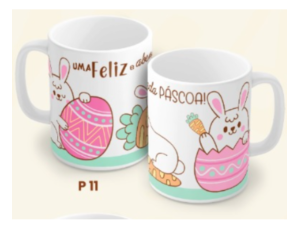 CANECA CERAMICA 320ML PASCOA RETA OVO