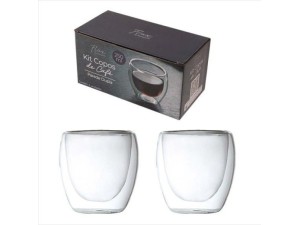 JOGO 2 COPOS VIDRO 250ML PAREDE DUPLA
