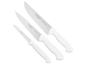 JOGO 3 FACAS PREMIUM TRAMONTINA CABO BRANCO