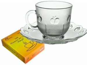 JOGO 6 XICARA CHA VIDRO 